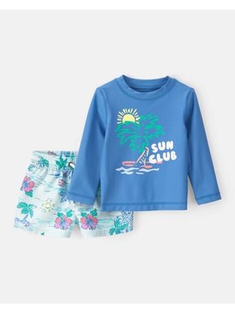 CARTERS - Baby Boy 2-Piece Tropical Beach Rashguard Trunk Set BLUE