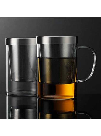 HOME ESSENTIALS & BEYOND - Barista Glass Mugs With Stainless Filter 15oz Each CLEAR