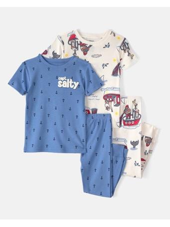 CARTERS - Baby Boy Anchor 100% Cotton Snug Fit 4-Piece Pajama Set BLUE