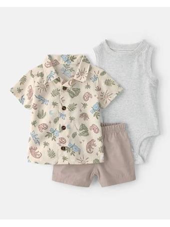 CARTERS - Baby Boy 3-Piece Desert Short-Sleeve Top & Short Set BROWN