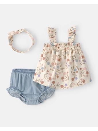 CARTERS - Baby Girl 2-Piece Floral Top & Short Set BROWN