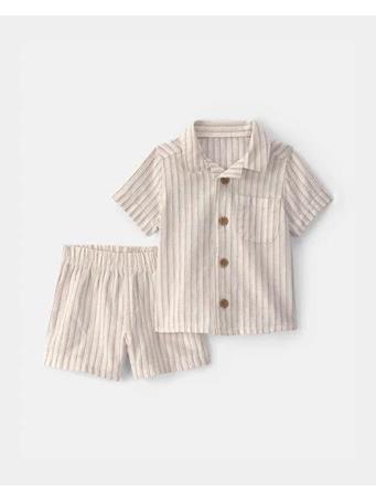 CARTERS - Baby Boy 2-Piece Striped Top & Short Set TAN
