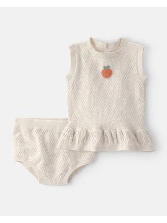 CARTERS - Baby Girl 2-Piece Peach Crochet Top & Short Set CREAM