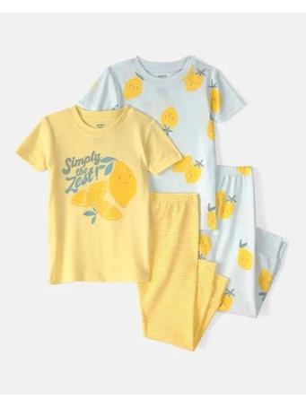 CARTERS - Baby Girl Lemon 100% Cotton Snug Fit 4-Piece Pajama Set YELLOW