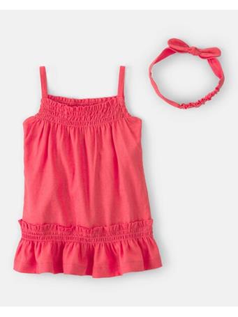 CARTERS - Baby Girl 2-Piece Linen Sleeveless Dress Set CORAL
