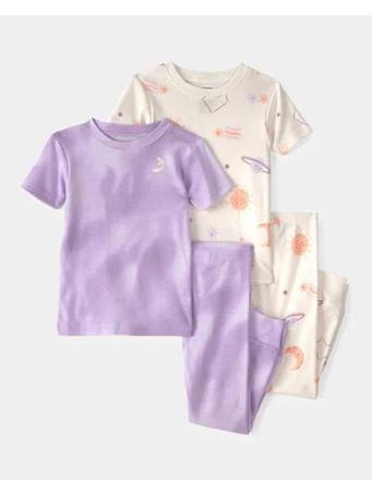 CARTERS - Toddler Girl Space Constellation Tie-Dye 100% Cotton Snug Fit 4-Piece Pajama Set PURPLE