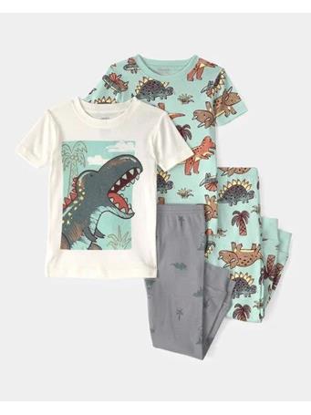 CARTERS - Toddler Boy Dinosaur 100% Cotton Snug Fit 4-Piece Pajama Set BLUE