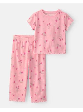 CARTERS - Toddler Girl Strawberry Rib Loose Fit 2-Piece Pajama Set PINK