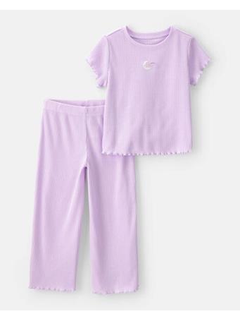 CARTERS - Toddler Girl Moon Rib Loose Fit 2-Piece Pajama Set PURPLE