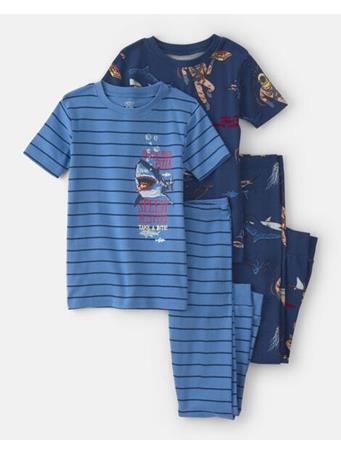 CARTERS - Boys Boat 100% Cotton Snug Fit 4-Piece Pajama Set BLUE