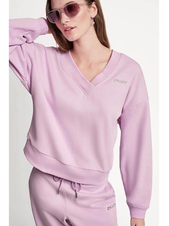 DKNY - Metallic Bubble Logo V-Neck Pullover GXO-PNK LAV