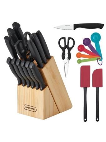 FARBERWARE - 23-piece Never Needs Sharpening Cutlery and Utensil Set BLACK