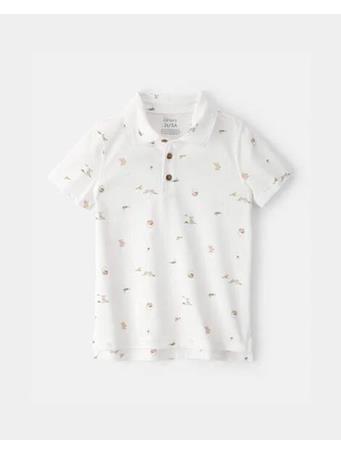 CARTERS - Toddler Boy Easter Bunny Polo Shirt WHITE