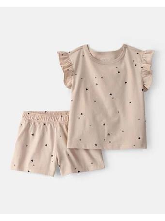 CARTERS - Toddler Girl 2-Piece Heart Top & Short Set BROWN