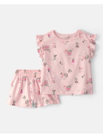 CARTERS - Toddler Girl 2-Piece Flower Truck Top & Short Set PINK