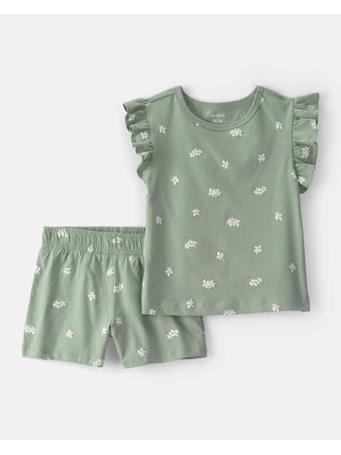 CARTERS - Toddler Girl 2-Piece Floral Top & Short Set GREEN