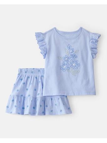 CARTERS - Toddler Girl 2-Piece Floral Top & Skort Set BLUE
