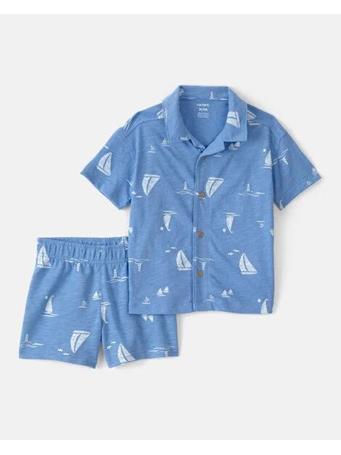 CARTERS - Toddler Boy 2-Piece Sailboat Top & Short Set BLUE