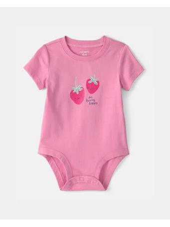 CARTERS - Baby Girl 'So Berry Happy' Strawberry Graphic Bodysuit PINK