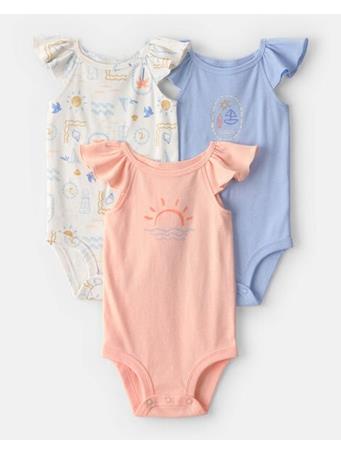 CARTERS - Baby Girl 3-Pack Beach Flutter-Sleeve Multipack Bodysuits MULTI