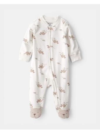 CARTERS - Baby Kangaroo 2-Way Zip 100% Cotton Sleep & Play Pajama CREAM