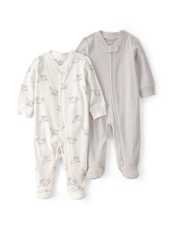 CARTERS - Baby Neutral Farm Print 2 Pack Sleep N Play WHITE