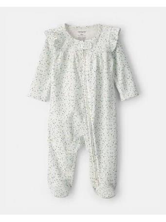 CARTERS - Baby Girl Floral 2-Way Zip 100% Cotton Sleep & Play Pajama GREEN