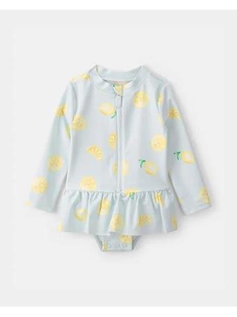 CARTERS - Baby Girl 1-Piece Lemon Rashguard Swimsuit BLUE