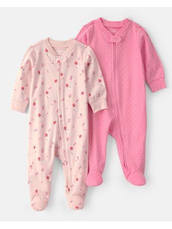 CARTERS - Baby Girl 2-Pack Strawberry Sleep & Play Pajamas PINK