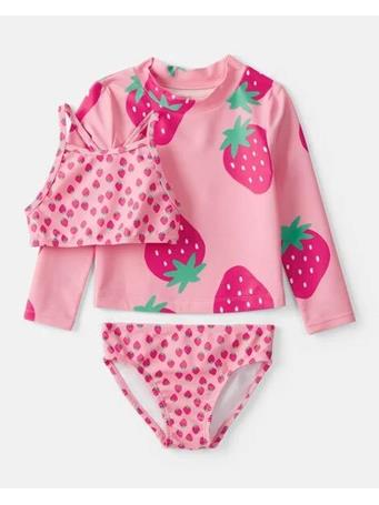 CARTERS - Toddler Girl 3-Piece Strawberry Rashguard Swimsuit Set PINK