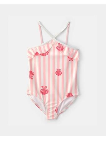 CARTERS - Girls 1-Piece Shell Striped Swimsuit PINK