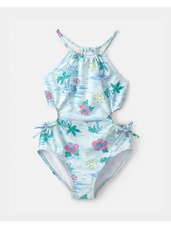 CARTERS - Girls 1-Piece Tropical Beach Swimsuit BLUE