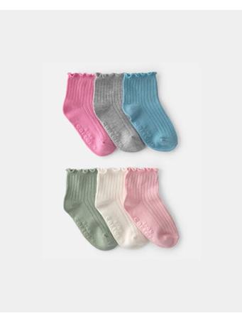 CARTERS - Toddler Girl 6-Pack Lettuce Edge Ankle Socks MULTI