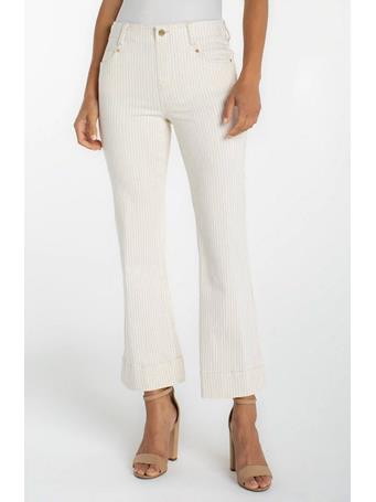 LIVERPOOL JEANS - The Gia Glider Crop Flare with Wide Hem NAUTICAL STRIPE