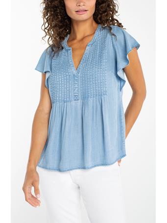 LIVERPOOL - Flutter Sleeve Popover Blouse With Pintucks MALIBU LIGHT