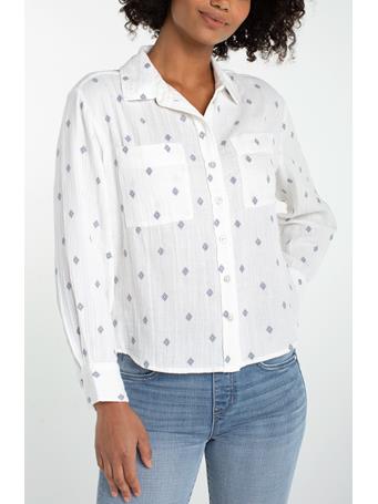 LIVERPOOL - Button Front Shirt with High Low Hem OFF WHITE