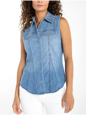 LIVERPOOL STYLE  - Sleeveless Slim Shirt DESERT SKY