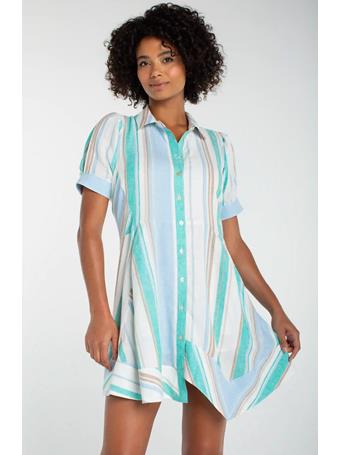 LIVERPOOL - Raglan Asymmetrical Woven Shirt Dress CRMTLMULSTRP