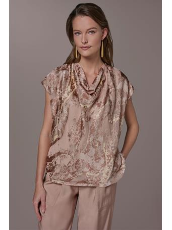 DONNA KARAN - Metallic Burnout Blouse SNOWPETAL COMBO