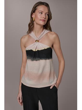 DONNA KARAN - Printed Halter Top UMBRIA/BLACK MLT