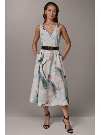 DONNA KARAN - Stretch-cotton Printed Midi Fit and Flare Dress SKYLIGHT MLT