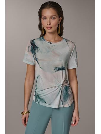DONNA KARAN - Short-sleeve Floral Shirt SKYLIGHT MLT