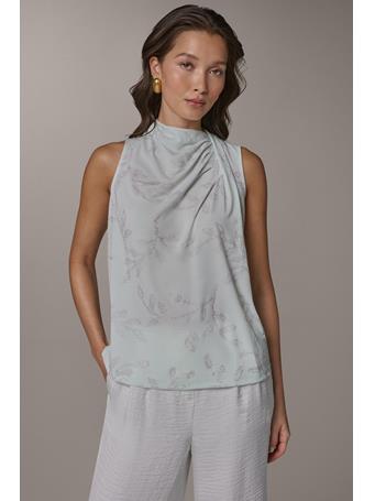 DONNA KARAN - Drape Twist Shoulder Blouse SKYLIGHT