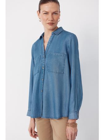 CORTEFIEL - Tencel Denim Shirt DARK BLUE