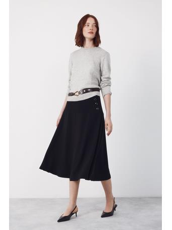CORTEFIEL - Flared Skirt with Buttons BLACK