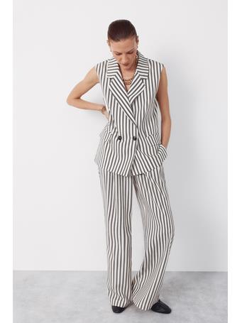 CORTEFIEL - Striped Trousers with Belt WHITE PRINT