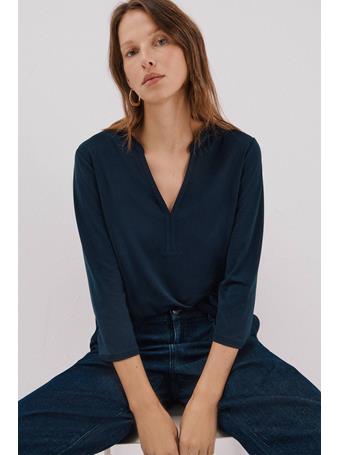 CORTEFIEL - Basic Top with Mandarin Neck NAVY