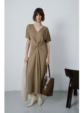 CORTEFIEL - Long Knotted Dress LIGHT KHAKI