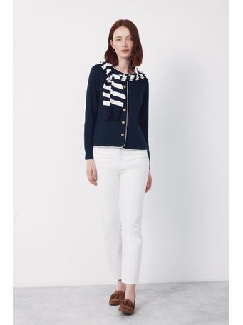 CORTEFIEL - Rebecca Contrast Piping Cardigan NAVY
