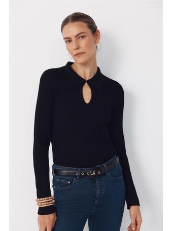 CORTEFIEL - Jersey-knit Keyhole Sweater BLACK